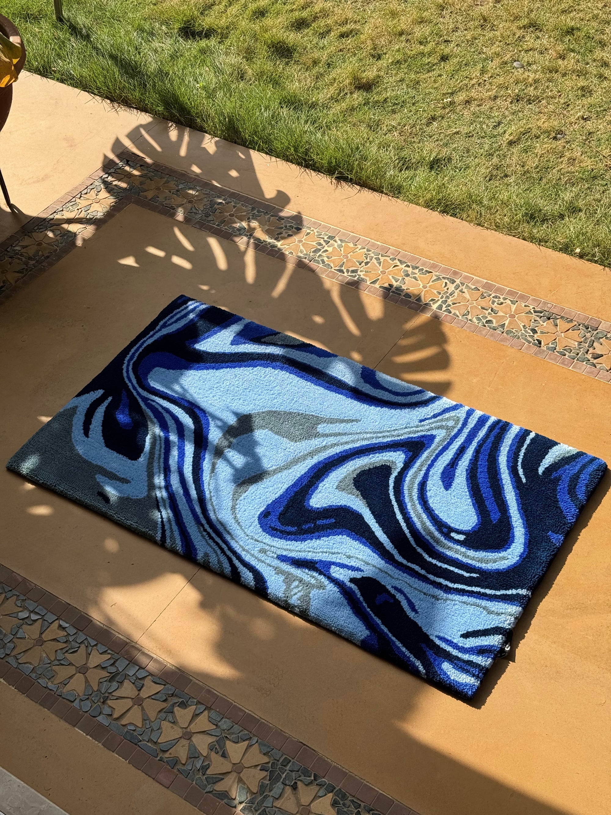 Blue Marble Tufted Rug