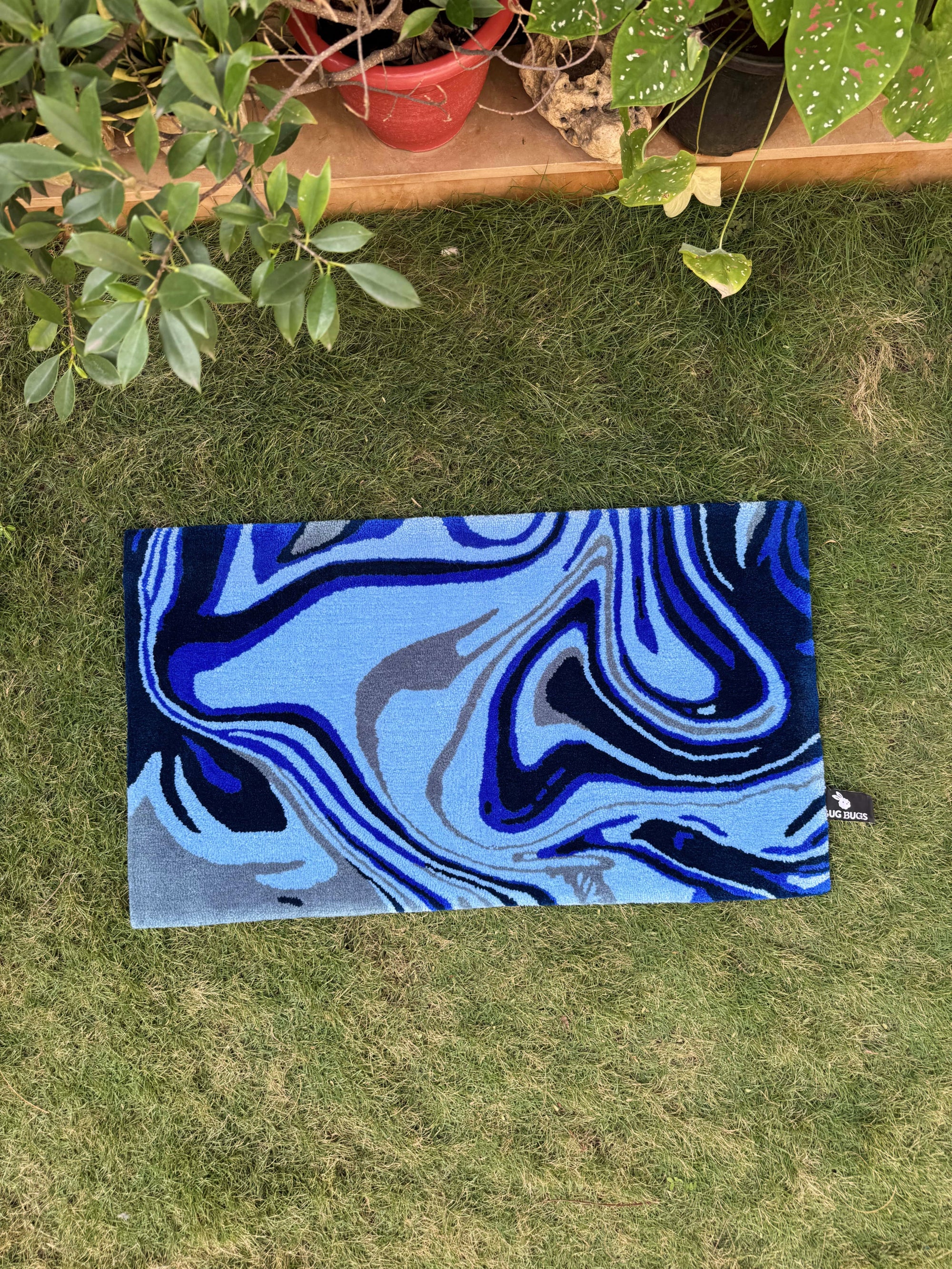 Blue Marble Tufted Rug