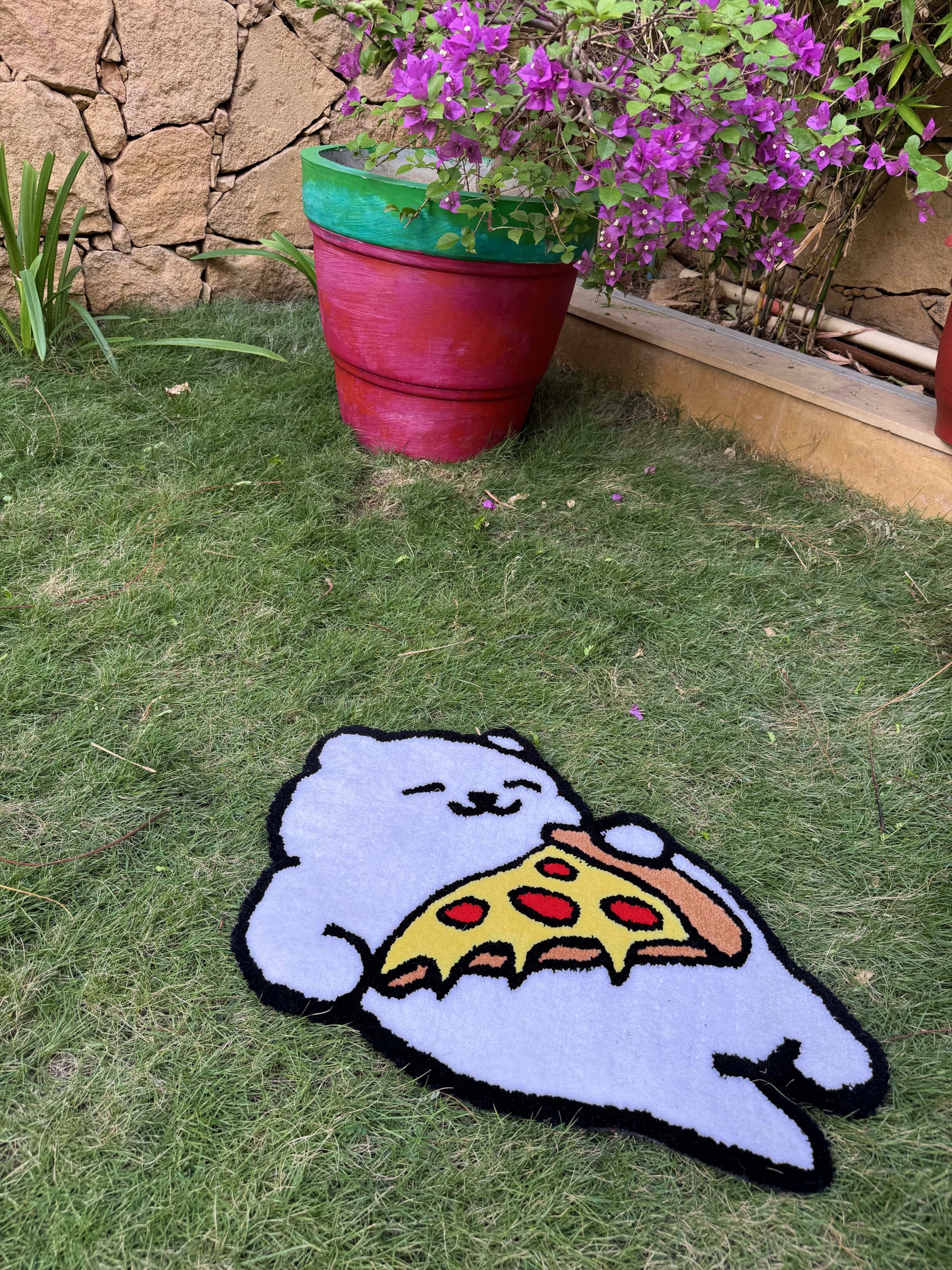 Playful Pizza Bear Rug