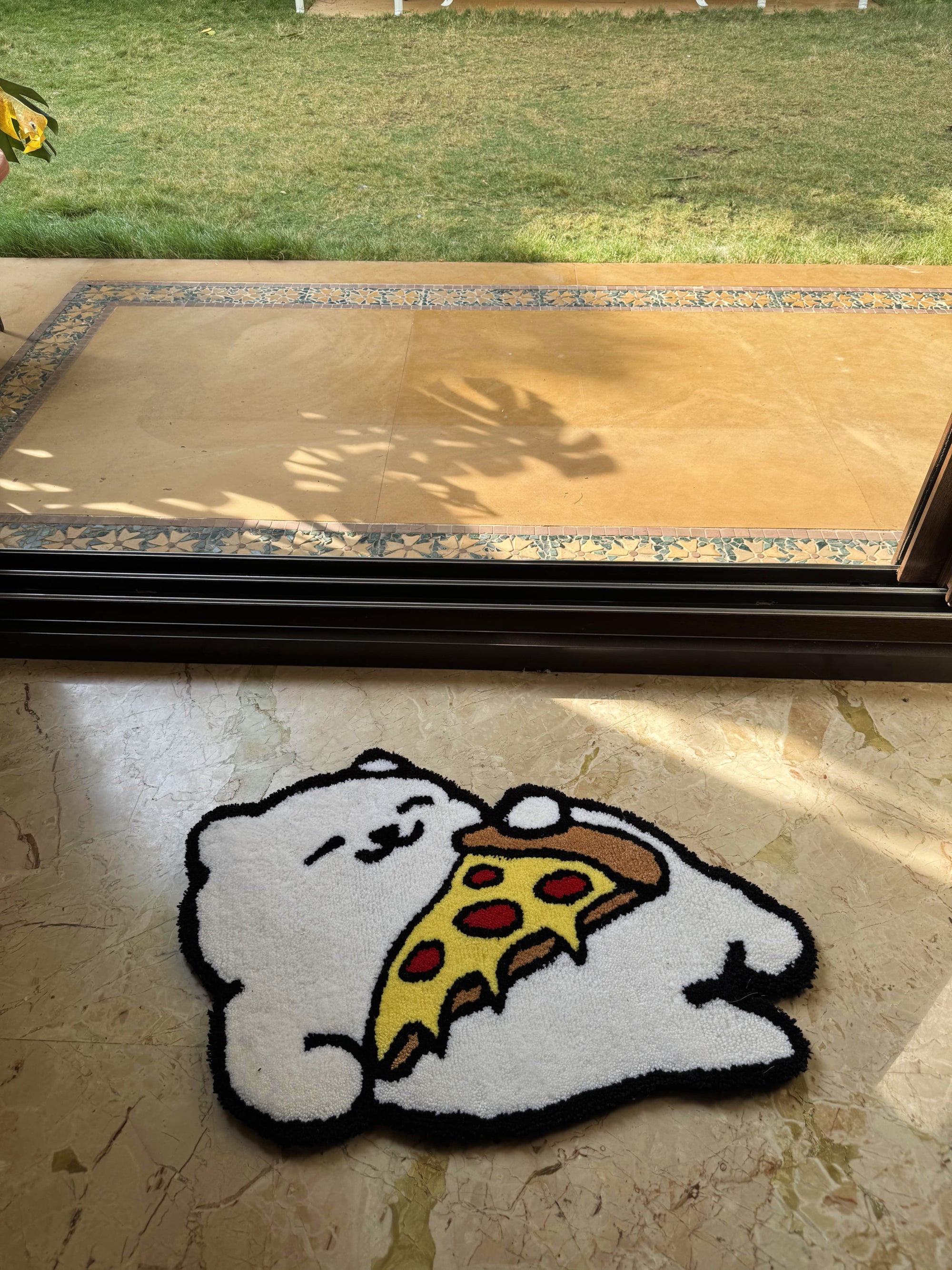 Playful Pizza Bear Rug